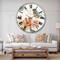 Designart 'Cottage Bird On Orange Flower Twig Farmhouse Wall Clock